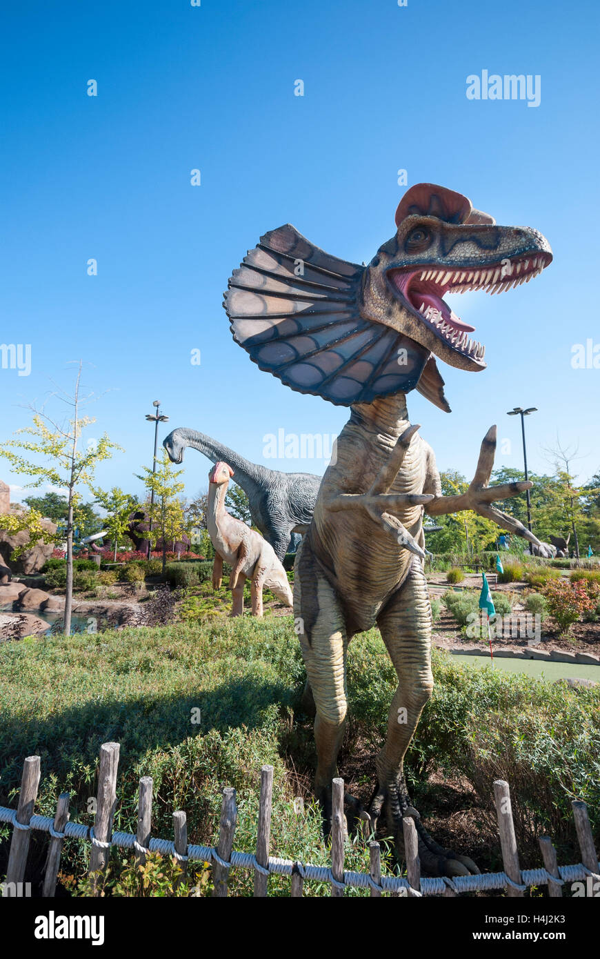 Dinosaur Adventure Golf a 70 000 pieds carrés à thème dinosaure mini golf adjacent à l'attraction de Clifton Hill Niagara Falls Canada Banque D'Images