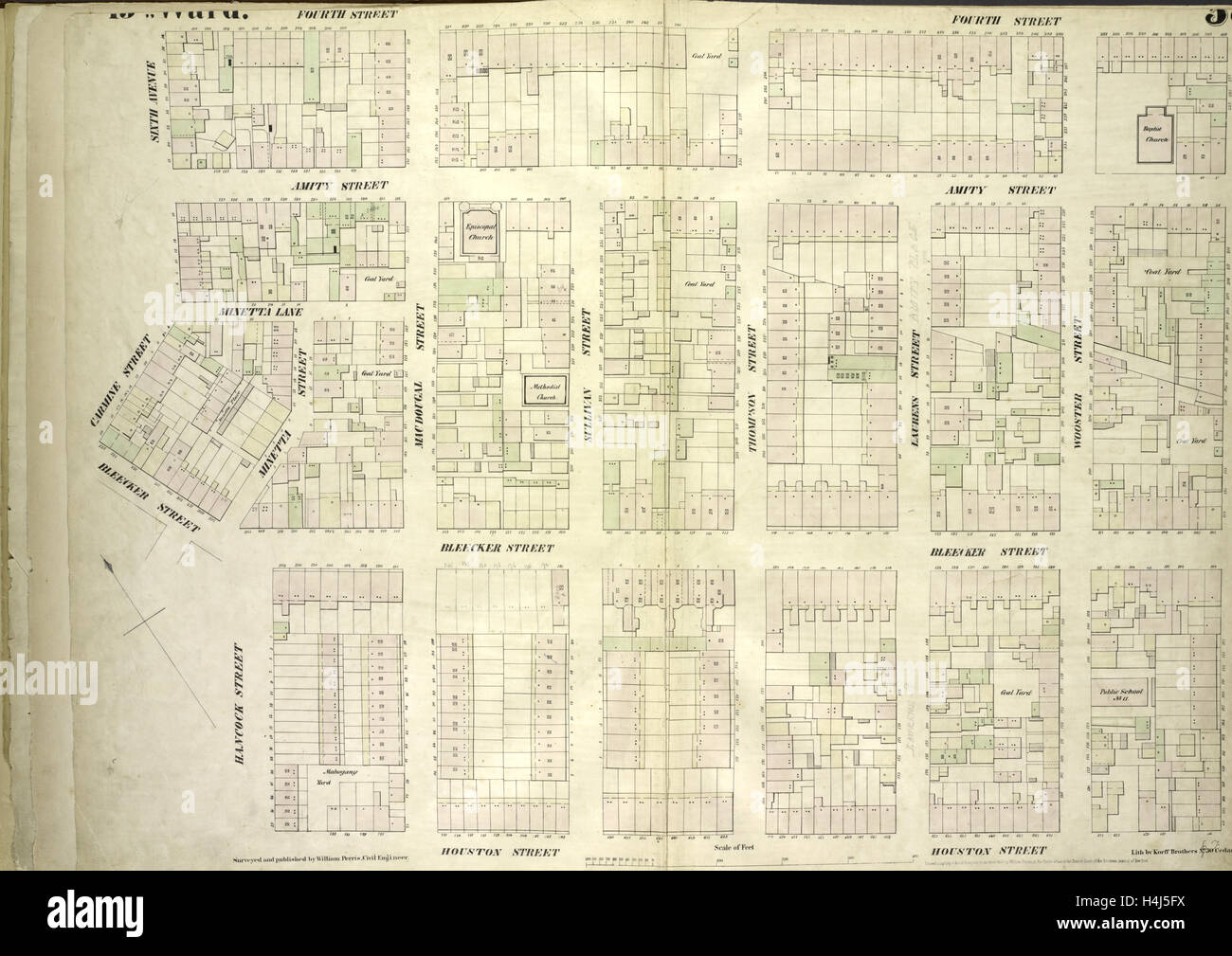 58 de la plaque : Site délimité par West 4th Street, East 4th Street, Green Street, Houston Street, Hancock Street, Bleecker Street Banque D'Images