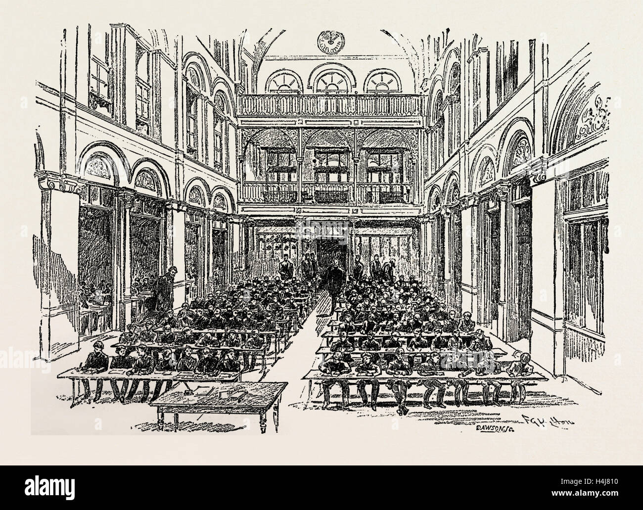 Grand hall de l'école libre de juifs, BELL LANE, LONDON 1889 Banque D'Images