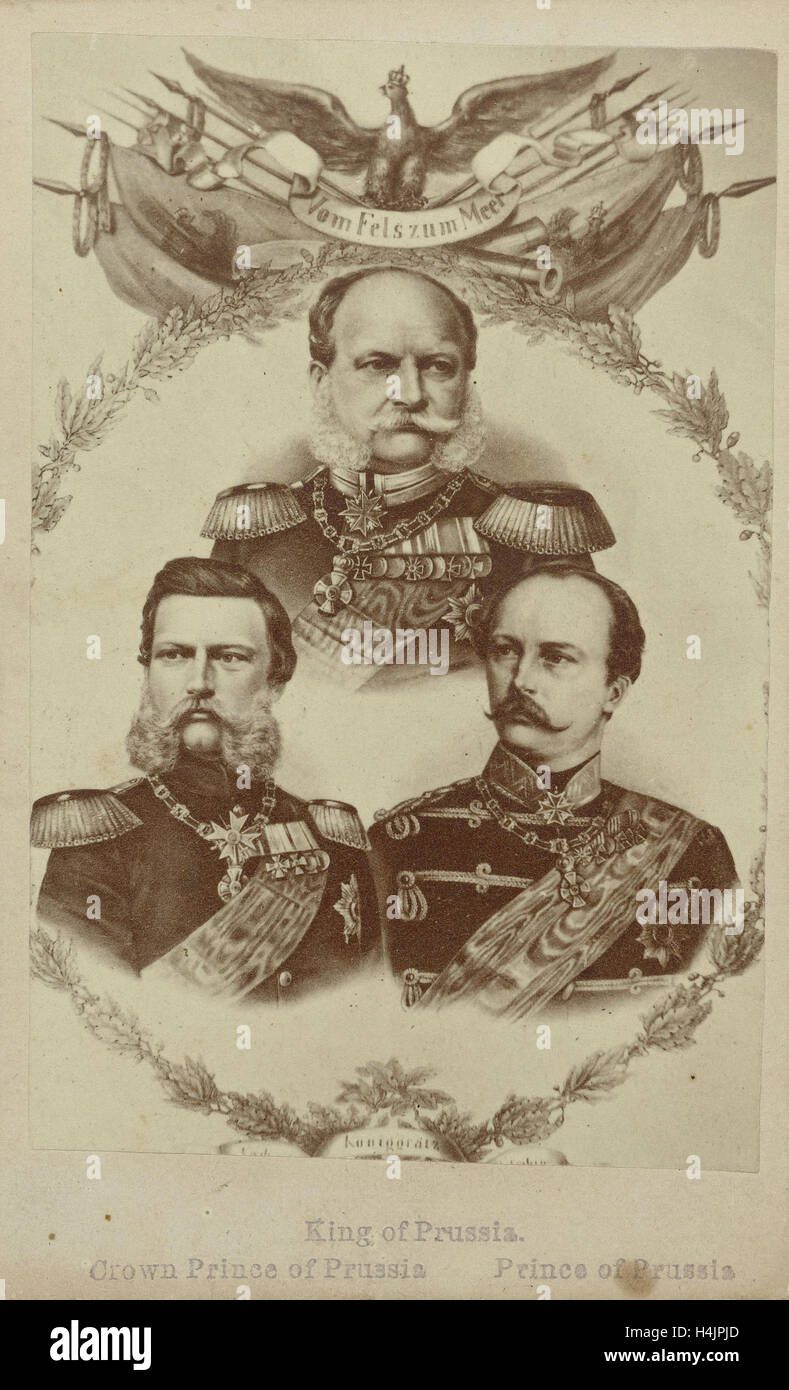 Composition de trois portraits de Wilhelm I comme roi de Prusse, Friedrich III en tant que prince héritier de Prusse et de Guillaume II Banque D'Images