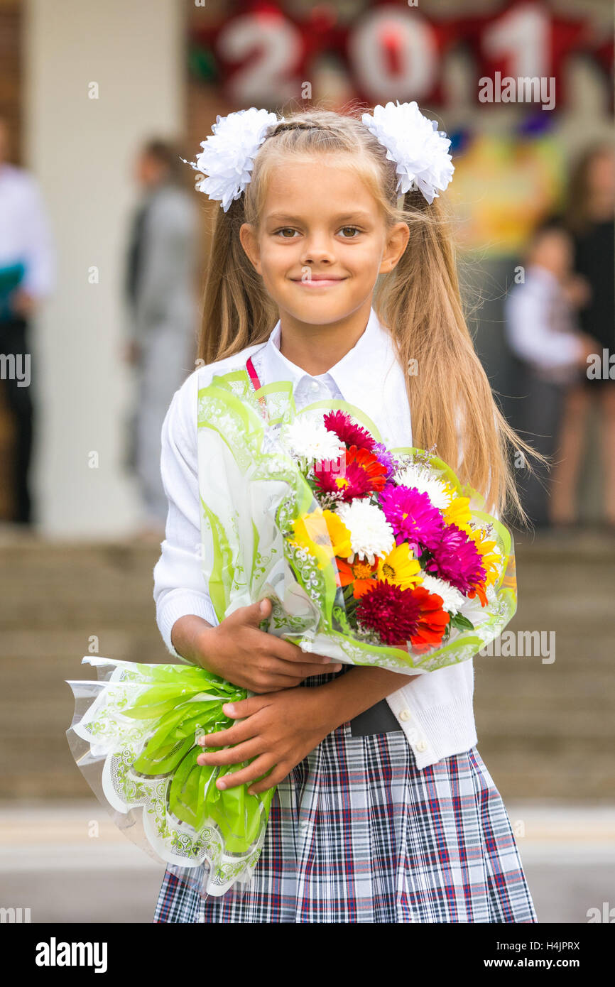 Portrait Première année à l'école des filles Banque D'Images