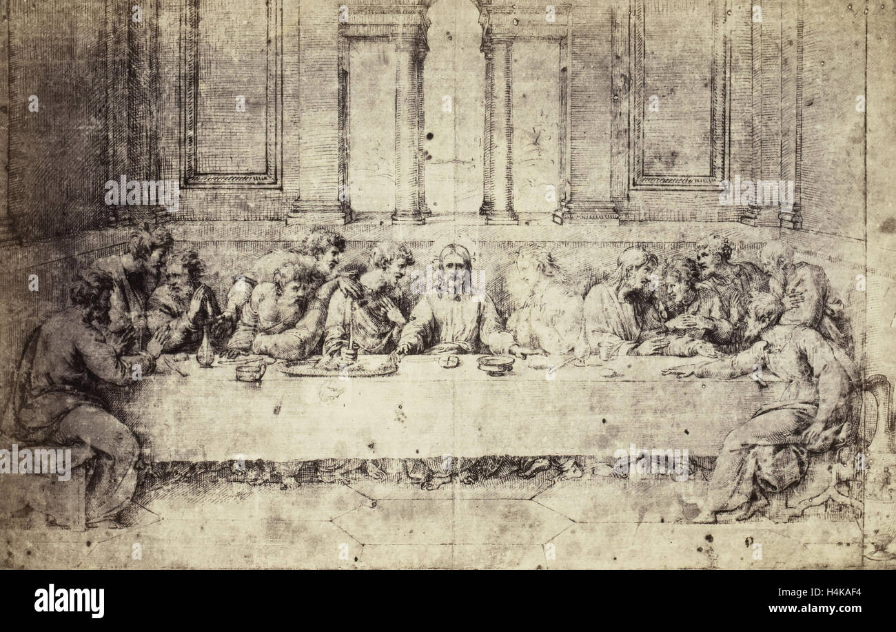 Raphael dessin du château de Windsor, la Cène, Charles Thurston Thompson Banque D'Images