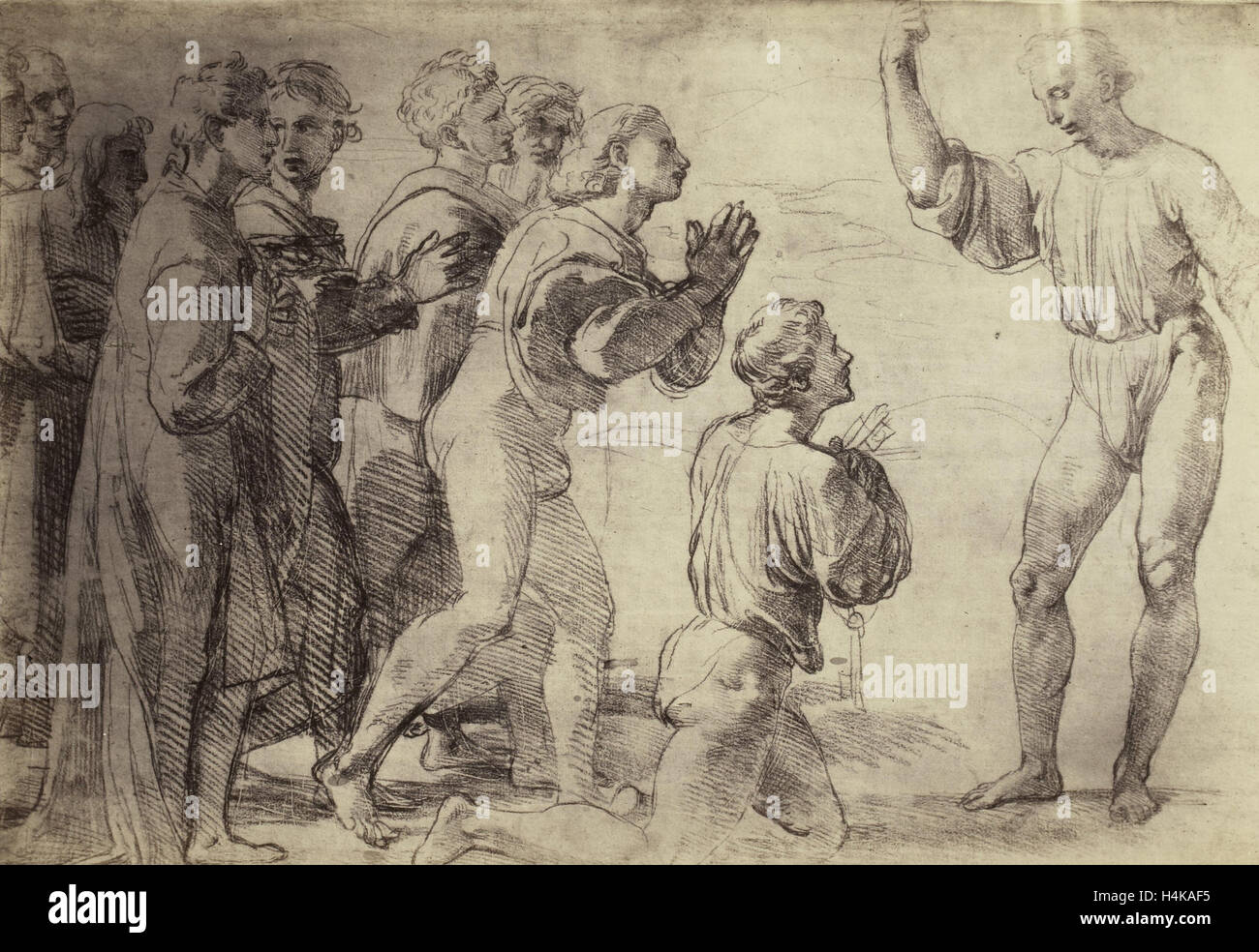 Raphael dessin du château de Windsor, de l'étude d'adorer les hommes, Charles Thurston Thompson, 1857 Banque D'Images