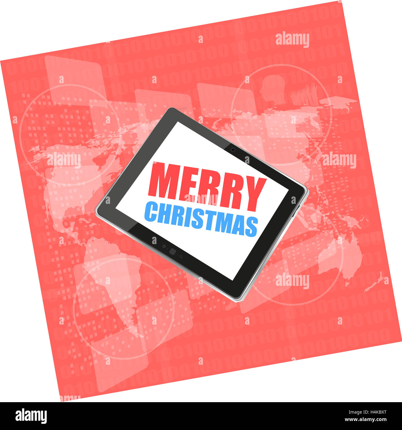 Mobile phone tablet pc avec Joyeux Noël design sur écran numérique d'affaires Banque D'Images