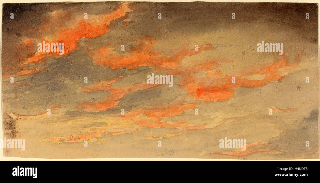 James Hamilton Shegogue, les nuages au coucher du soleil, américain, 1806 - 1872, Aquarelle sur mine Banque D'Images