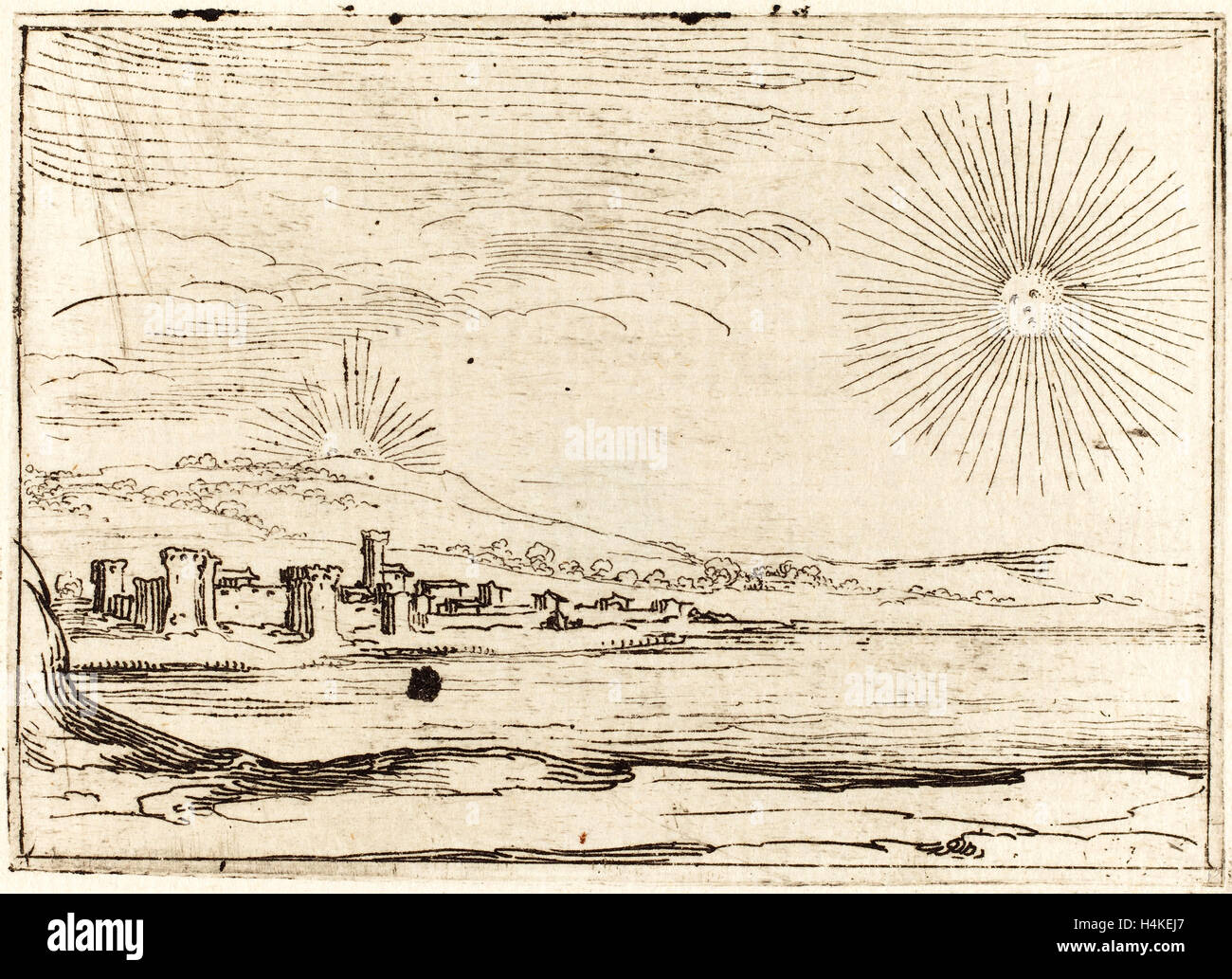 Jacques Callot, français (1592-1635), soleil levant, 1628, eau-forte Banque D'Images