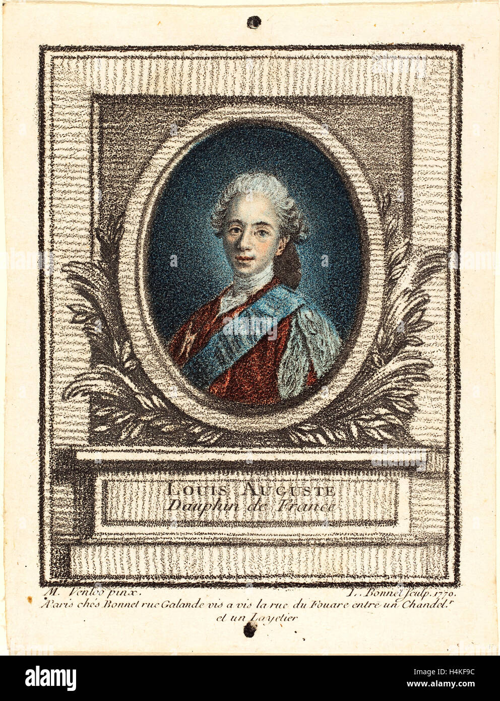 Louis-Marin Bonnet après Louis Michel Van Loo, français (1736-1793), Louis-Auguste, dauphin de France, 1770, le crayon-mode Banque D'Images