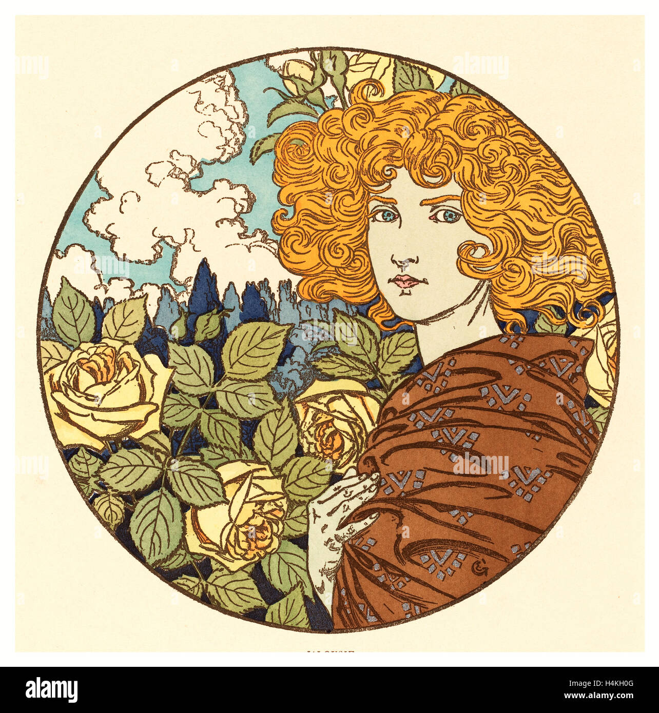 Eugène Grasset, Jalousie (la jalousie), français, 1841, 1917 Lithographie colorée à la main Banque D'Images