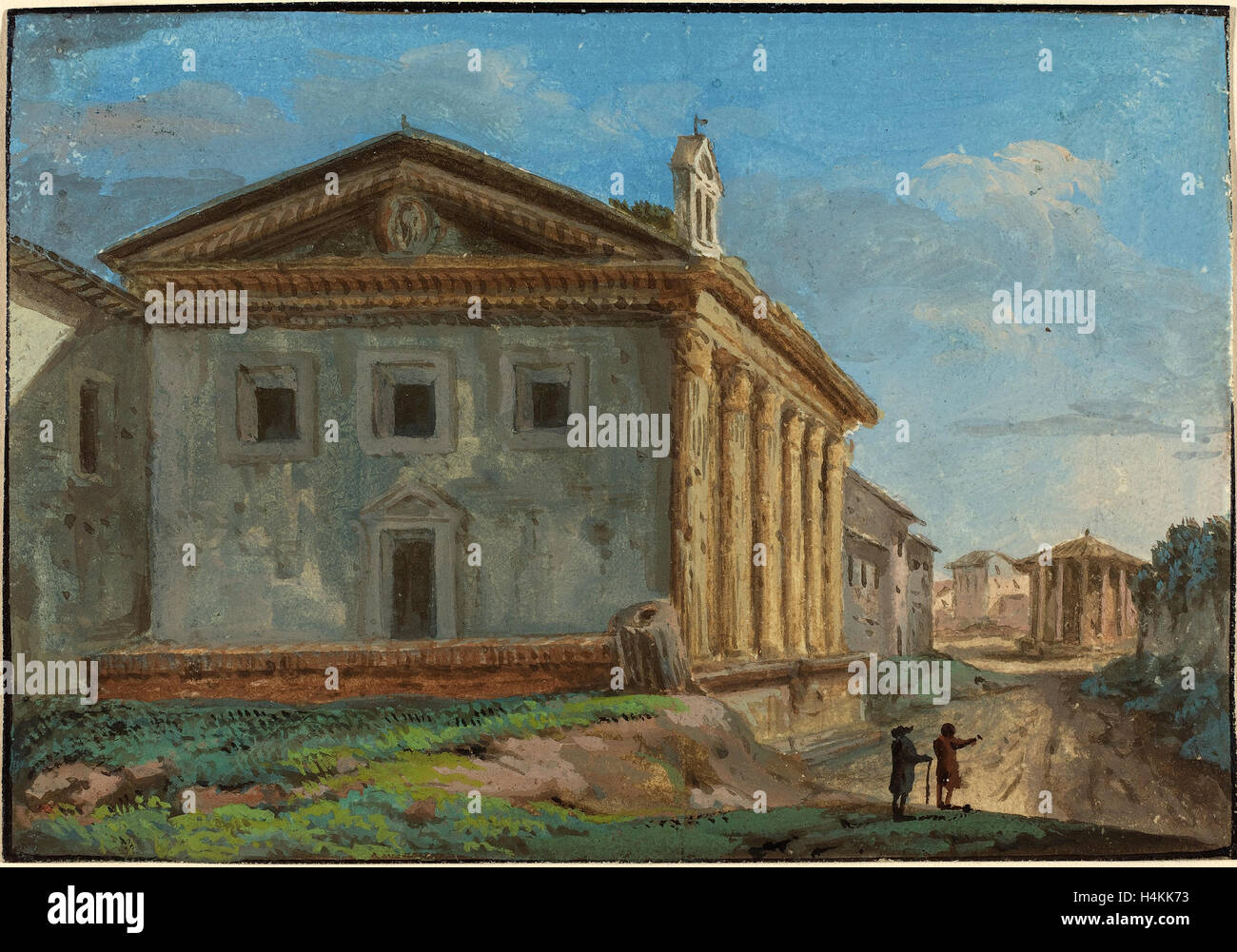 L'italien du 18e siècle, Tempio della Fortuna Virile avec le Tempio di Vesta dans la Distance, gouache sur papier vergé Banque D'Images