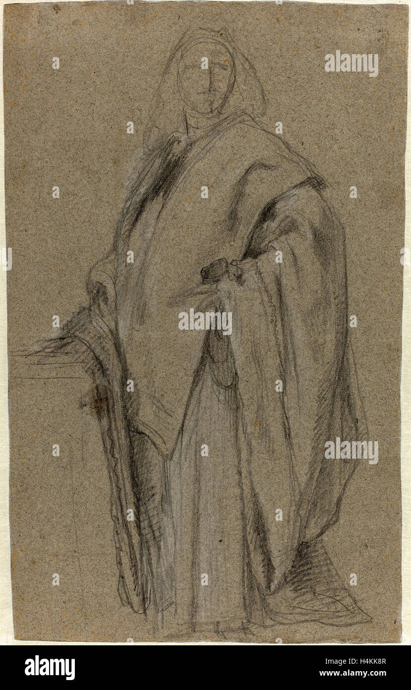 Alessandro Longhi ou Pietro Longhi (Italien, 1733 - 1813), Portrait d'un procureur, craie noire rehaussée de blanc Banque D'Images