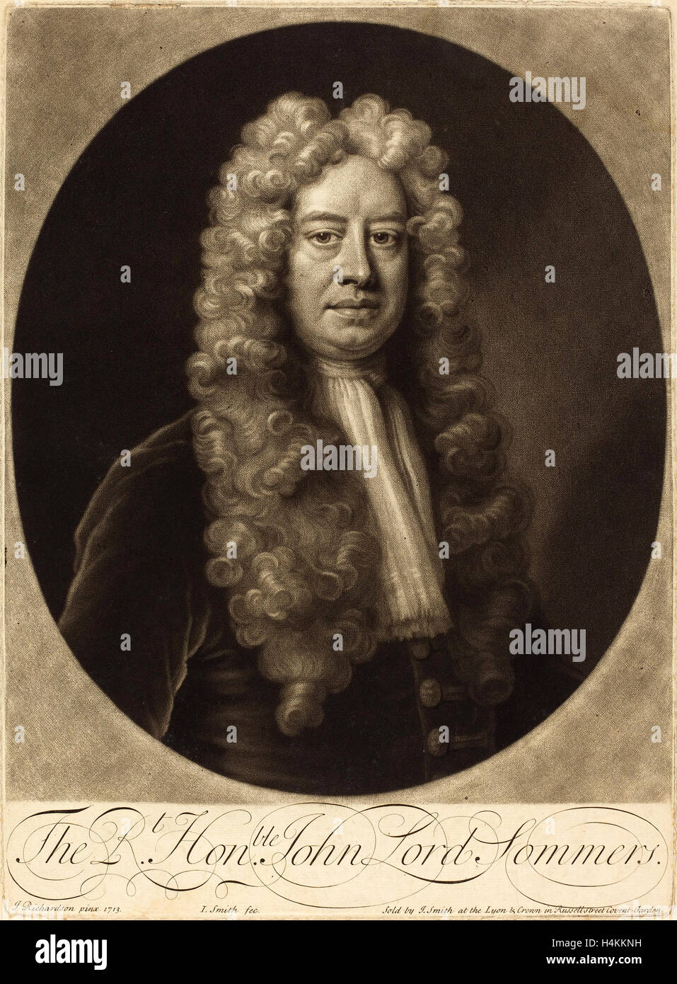 John Smith après Jonathan Richardson, S. (actif début 19e siècle), John Lord Sommers, 1713, gravure sur bois sur papier Banque D'Images