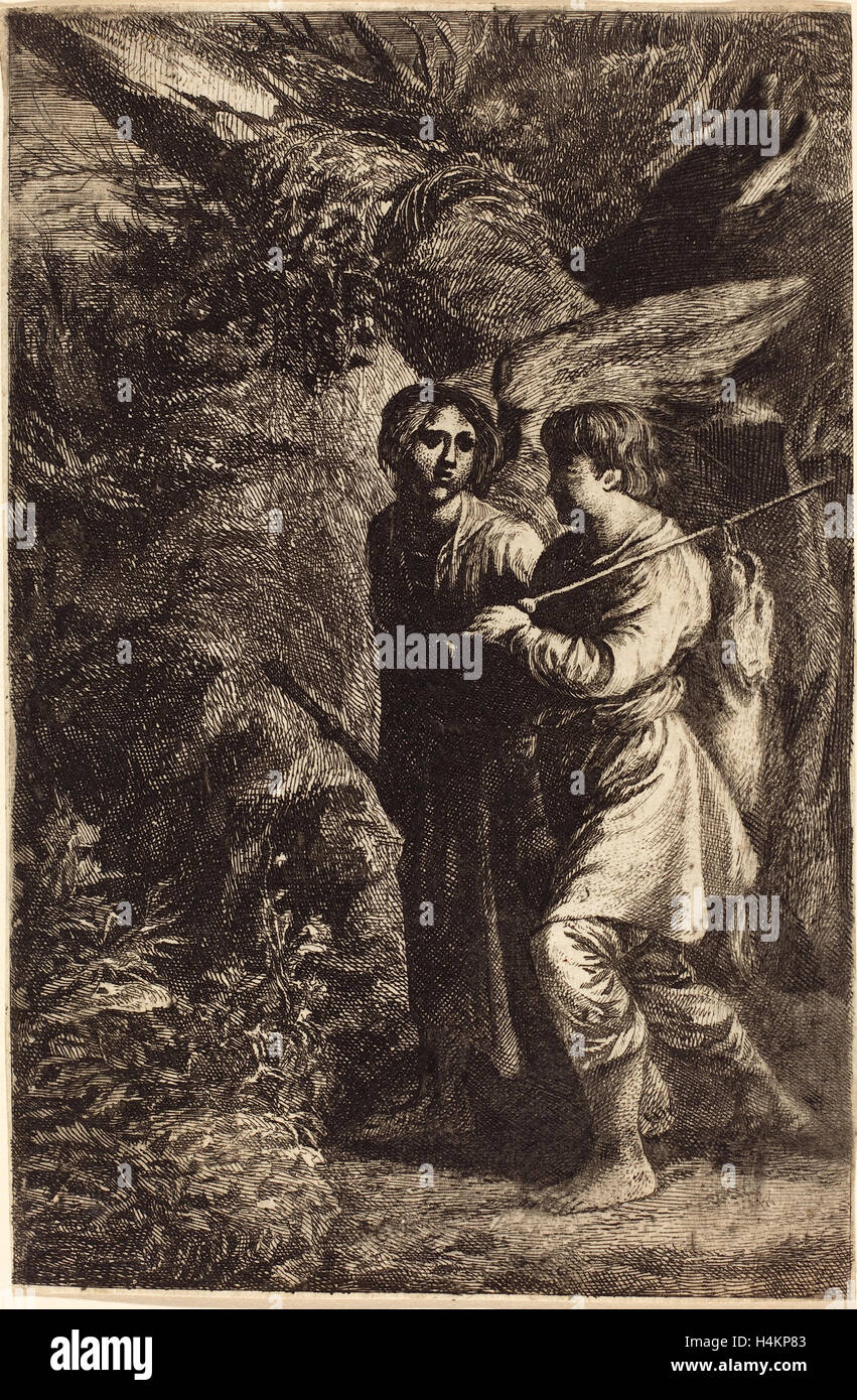 Richard Dadd (Allemand, 1578 - 1610), Tobias et l'Ange, de gravure Banque D'Images