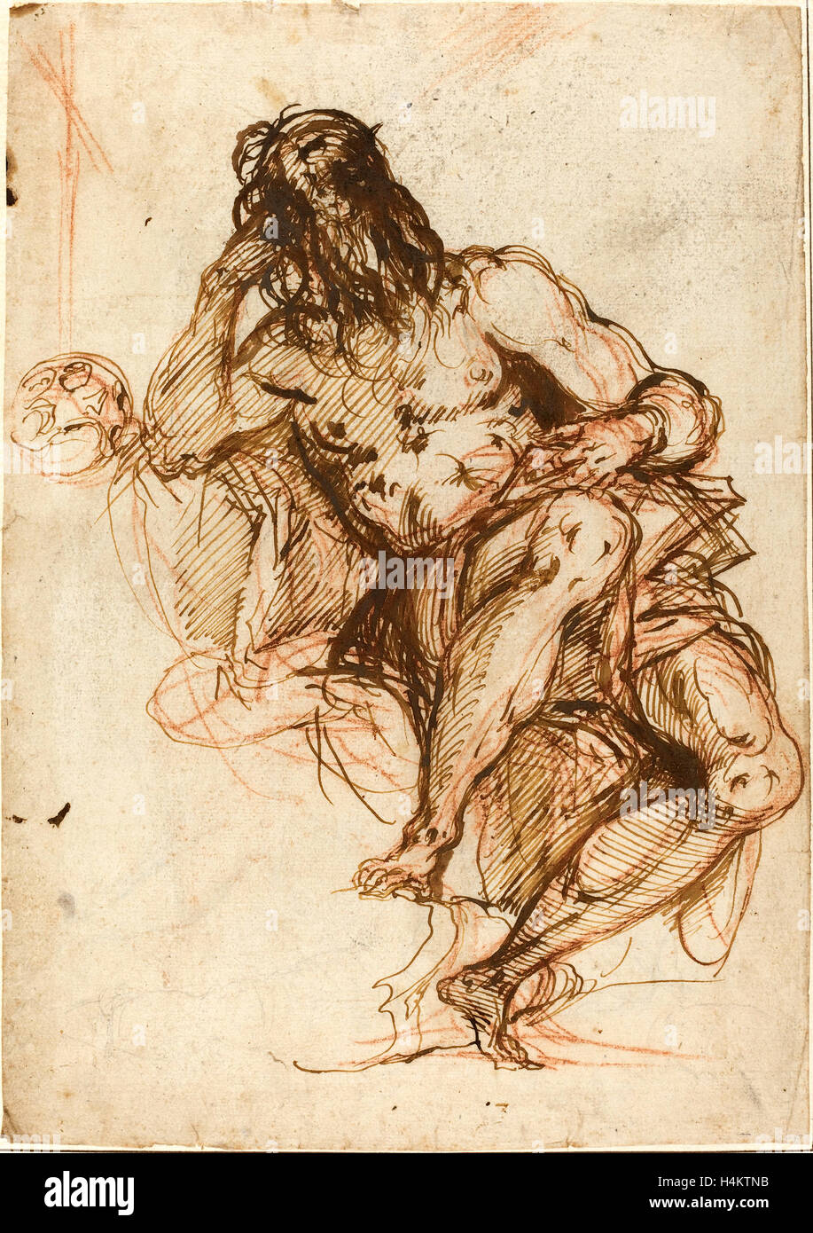 Alessandro Maganza, italien (1556-1640), Saint Jérôme, plume et encre brune avec stylo reed plus de craie rouge sur papier vergé Banque D'Images