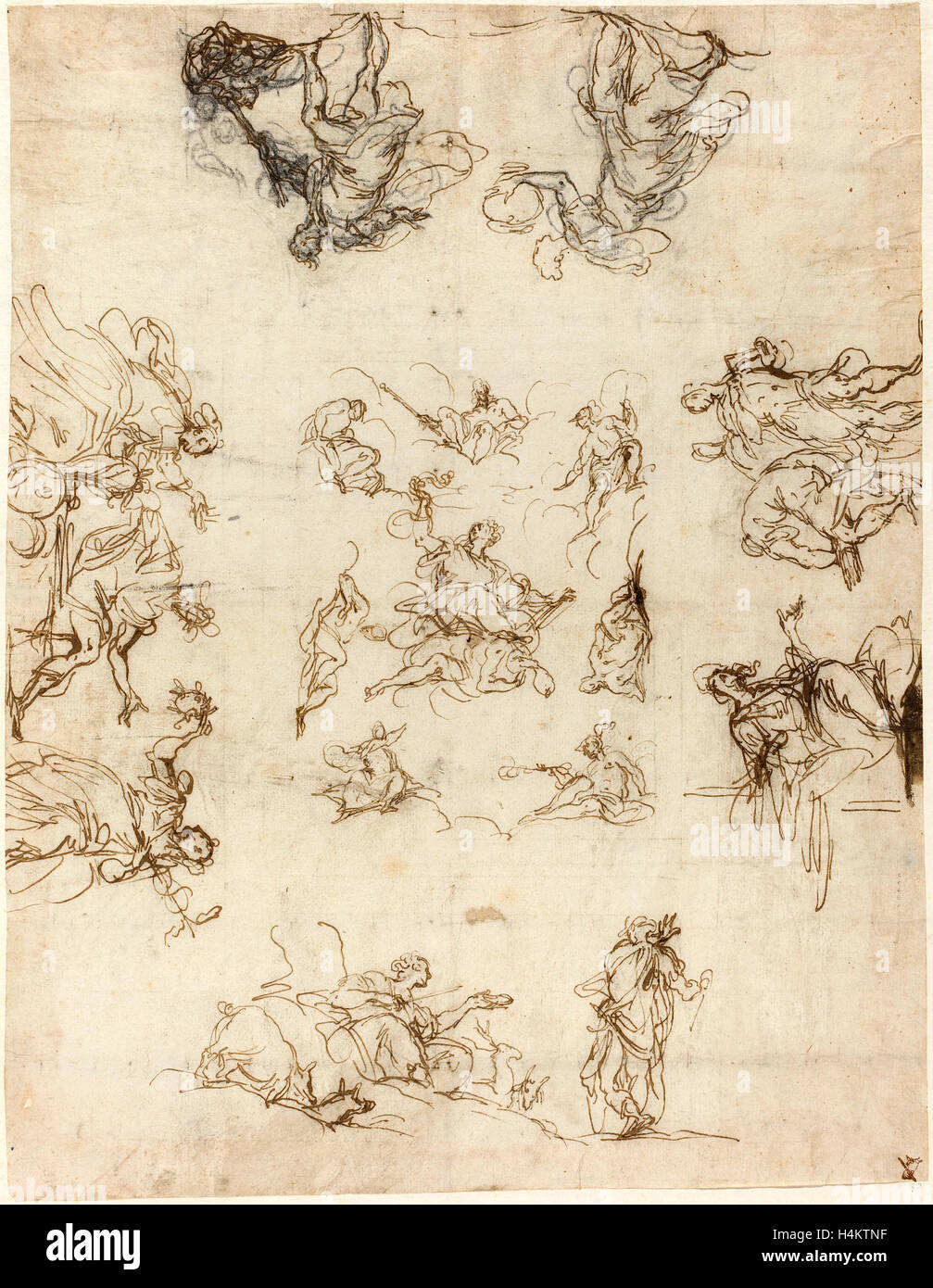 Alessandro Maganza, italien (1556-1640), un plafond à compartiments avec des allégories et des mythes, 1590-1600, plume et encre brune Banque D'Images