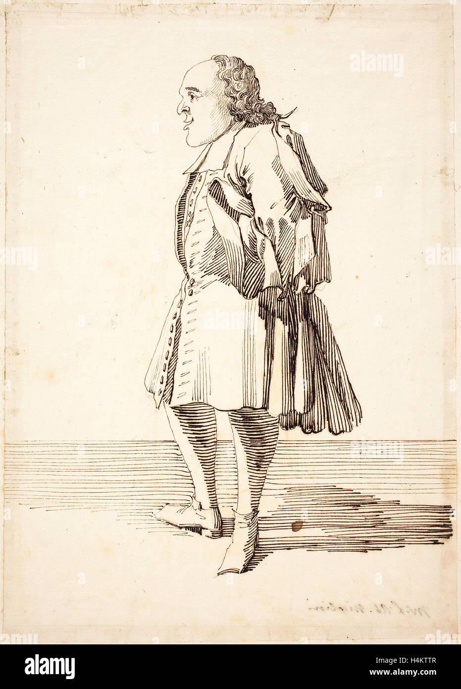 Pier Leone Ghezzi, italien (1674-1755), la caricature d'une figure masculine, la plume et l'encre de noix de galle sur graphite sur papier vergé Banque D'Images