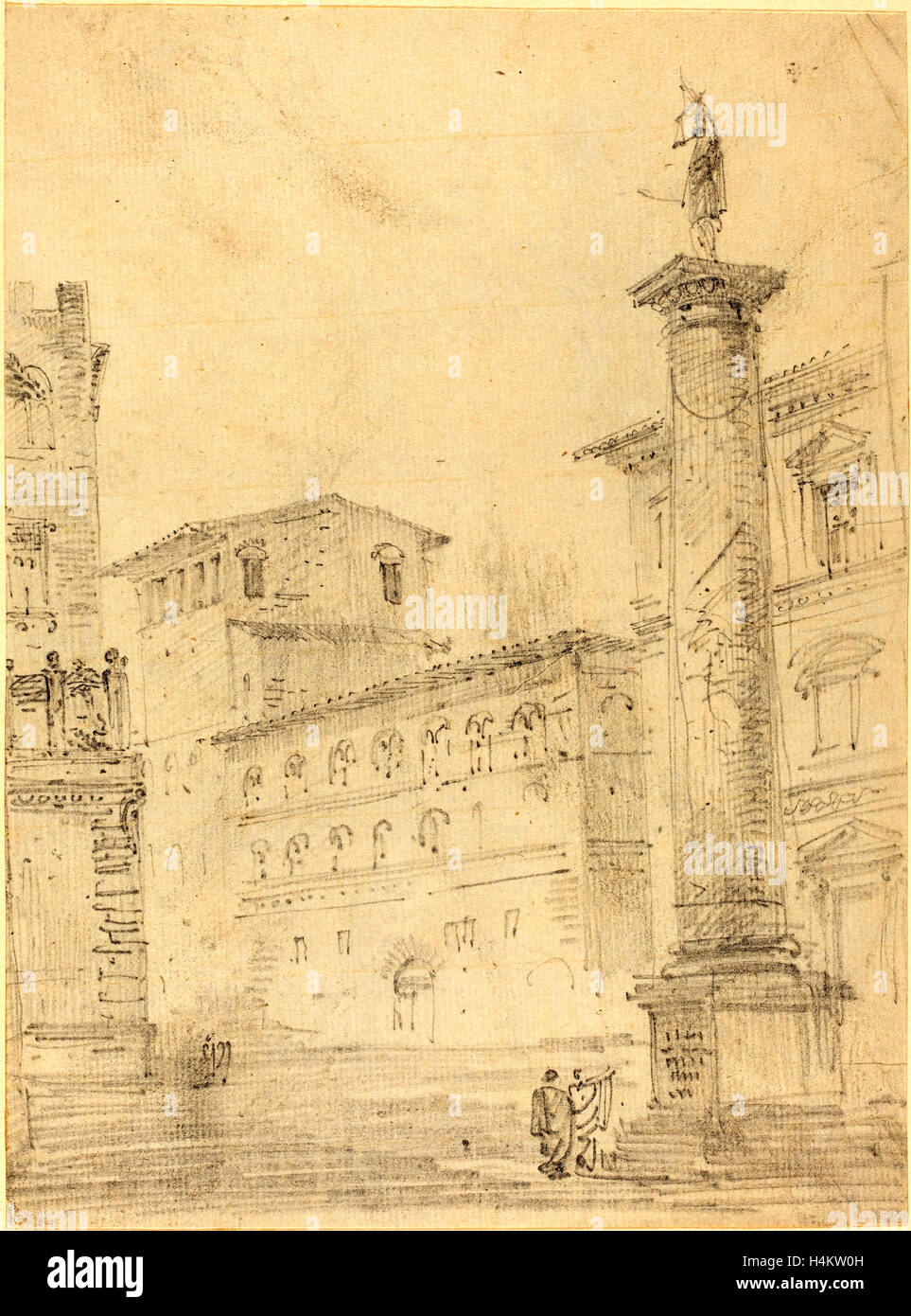 Robert Smith (1792-1882), Irlandais, des figures sur une rue romaine, graphite sur papier vergé Banque D'Images