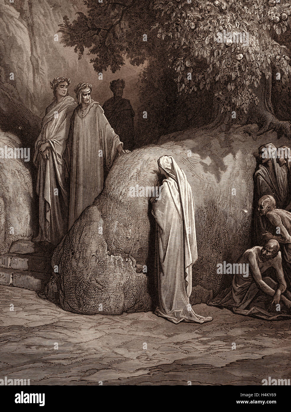 Dante et l'esprit de Forese, par Gustave Doré, 1832 - 1883, Français. Pour la gravure Purgatorio par Dante, 1870, Art, artiste Banque D'Images
