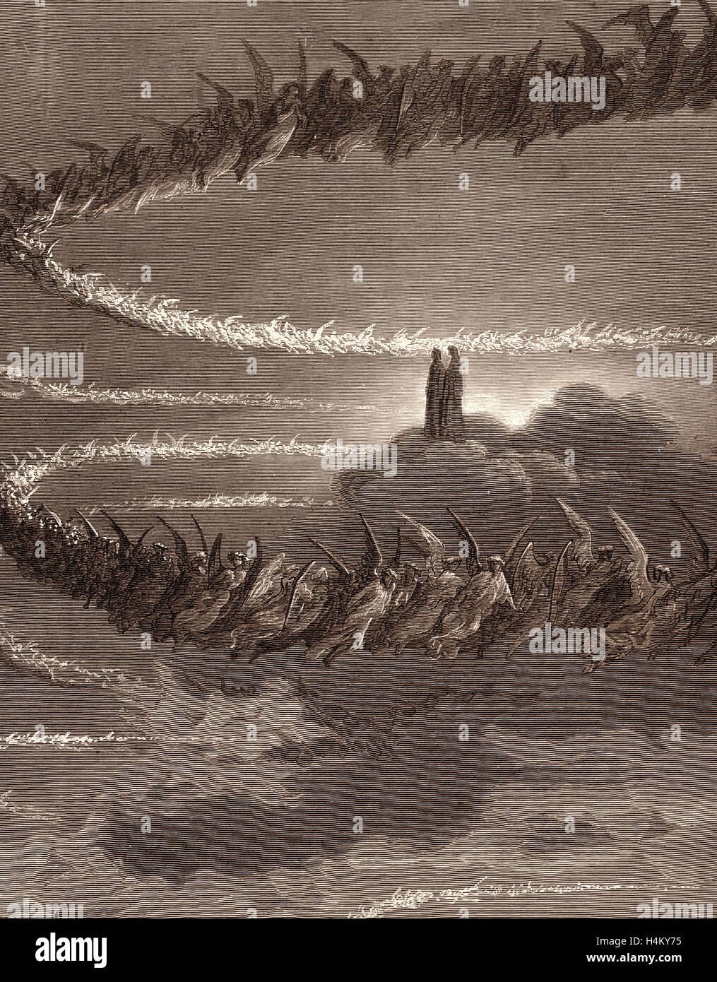 Les spiritueux dans Jupiter, par Gustave Doré, 1832 - 1883, Français. Gravure à l'Inferno de Dante. 1870, Art, artiste, romantisme Banque D'Images