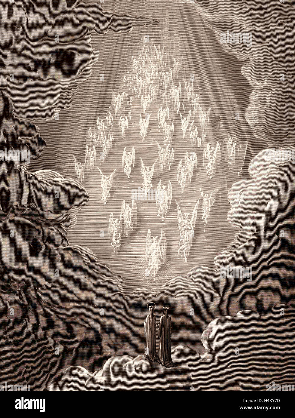 La Vision de l'échelle d'or, par Gustave Doré, 1832 - 1883, Français. Pour la gravure Purgatorio par Dante. 1870, l'Art, l'artiste Banque D'Images