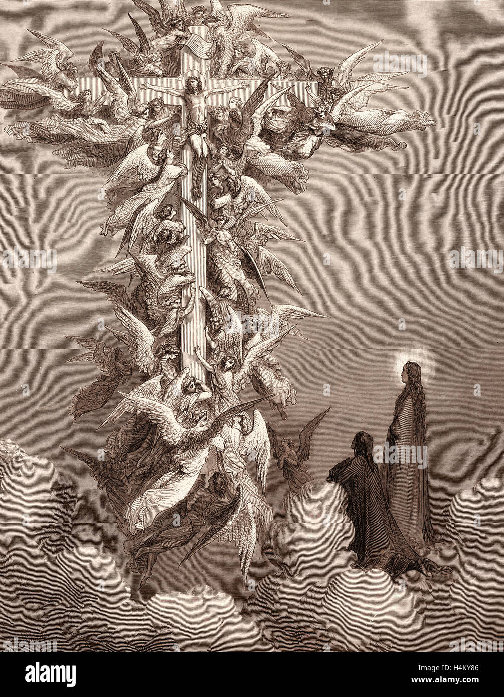 La Vision de la croix, par Gustave Doré, 1832 - 1883, Français. Pour la gravure Purgatorio ou purgatoire par Dante Alighieri. Banque D'Images