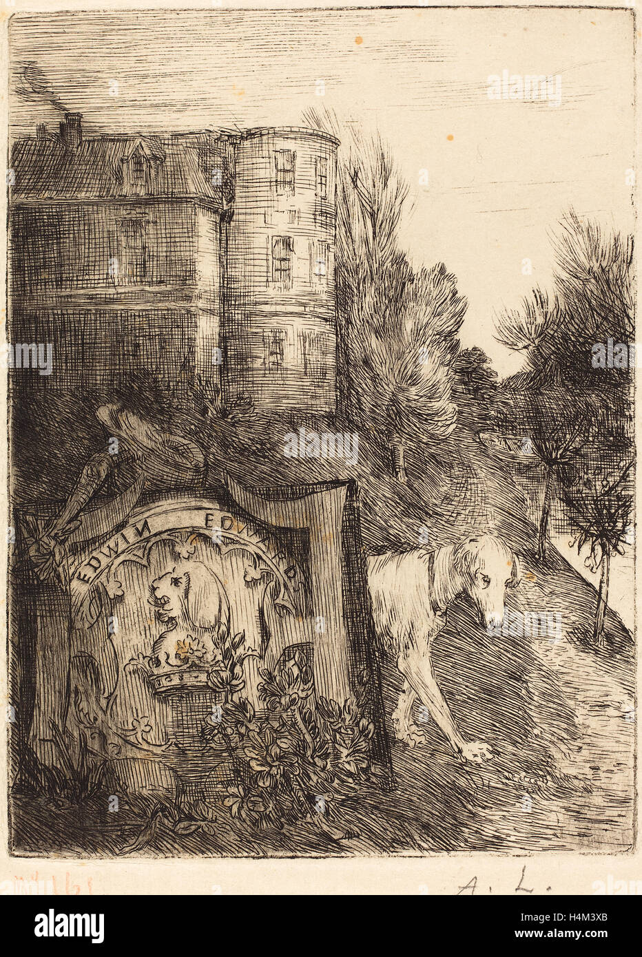 Alphonse Legros, Ex-Libris Edwin Edwards, Français, 1837 - 1911, etching Banque D'Images