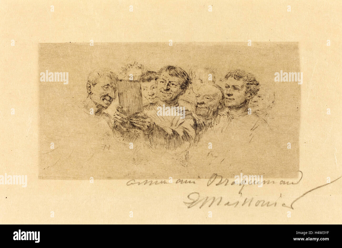 Jean-Louis-Ernest Meissonier (Français, 1815 - 1891), les amateurs, pointe sèche sur papier vélin Banque D'Images