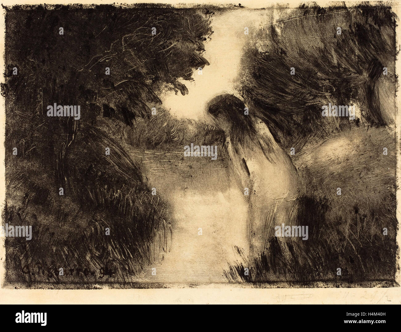 Camille Pissarro (Français, 1830 - 1903), Place, 1894, monotype Banque D'Images