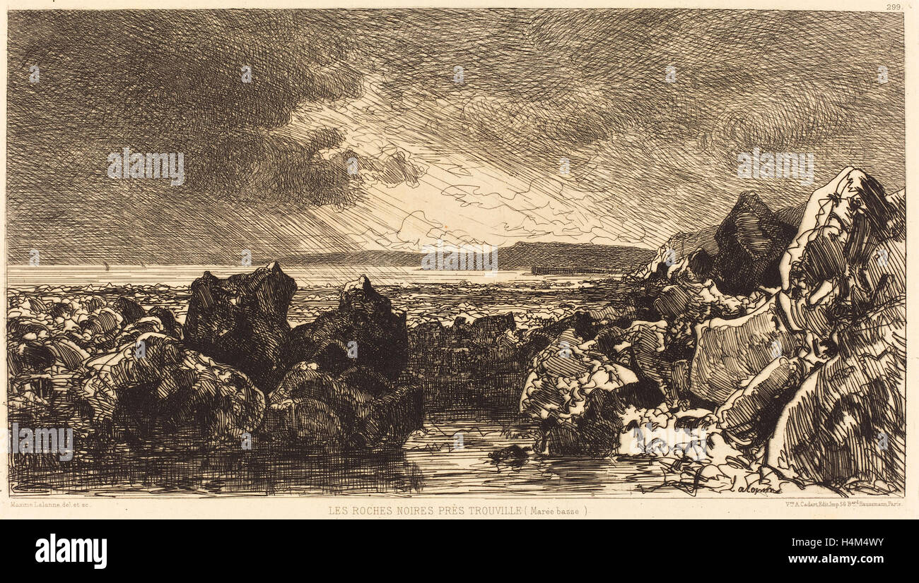 Maxime Lalanne (Français, 1827 - 1886), Les Roches noires prés Trouville (Marèe Basse), 1874, eau-forte sur papier vélin Banque D'Images