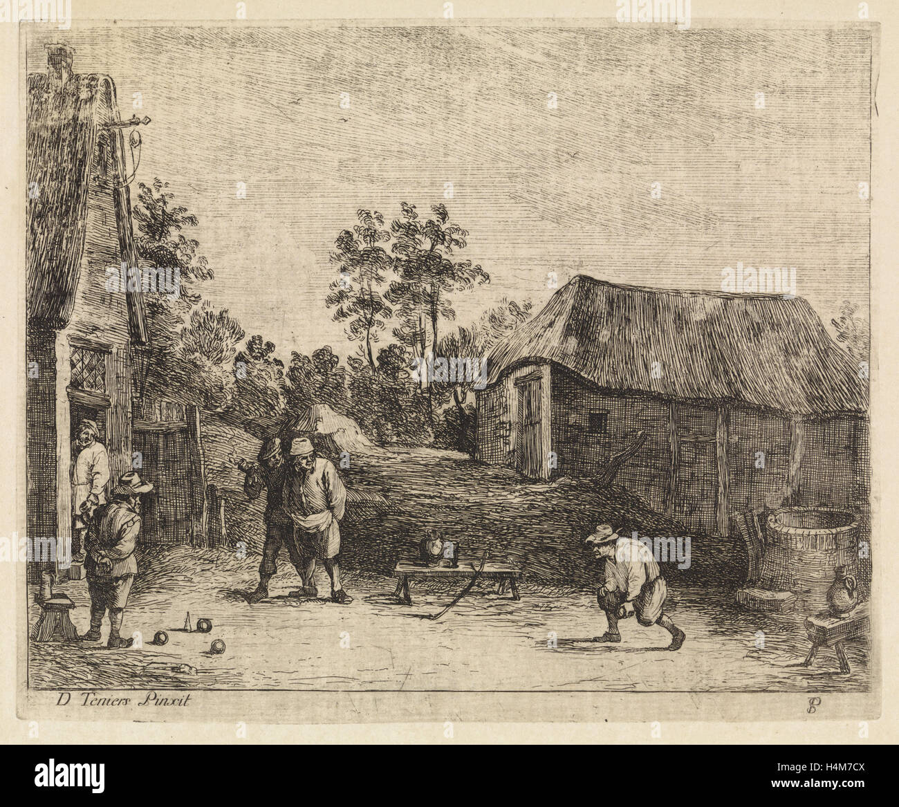 Les agriculteurs jouent à la pétanque, Philippe Lambert Joseph Spruyt, 1747 - 1801 Banque D'Images