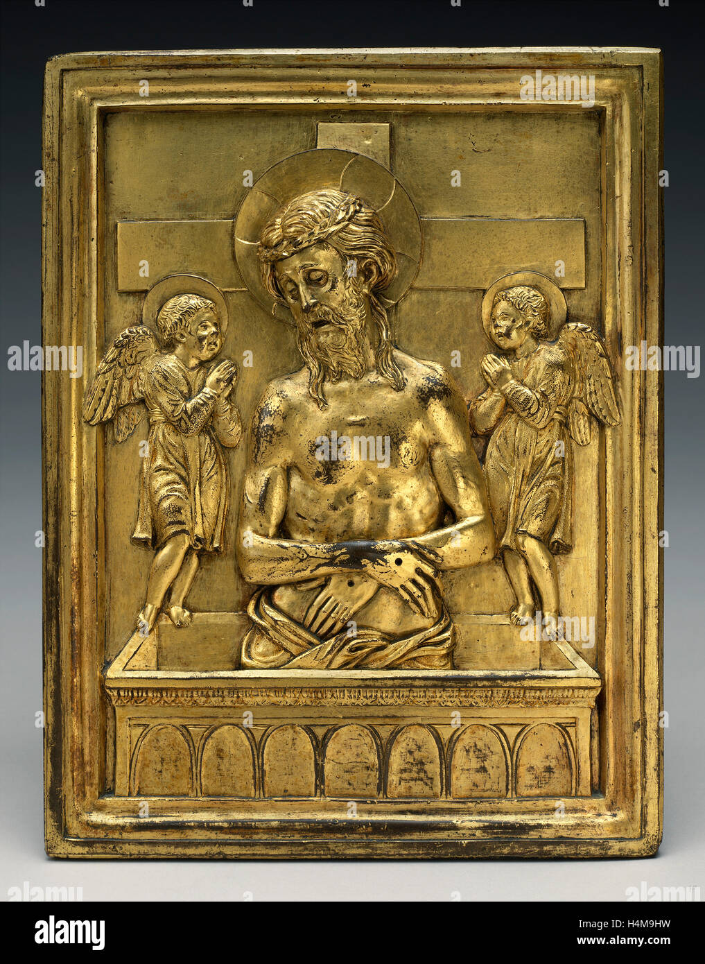 Bartolomeo Bellano, italien (1437-1438-1496-1497), le Christ mort avec deux anges, bronze doré Banque D'Images