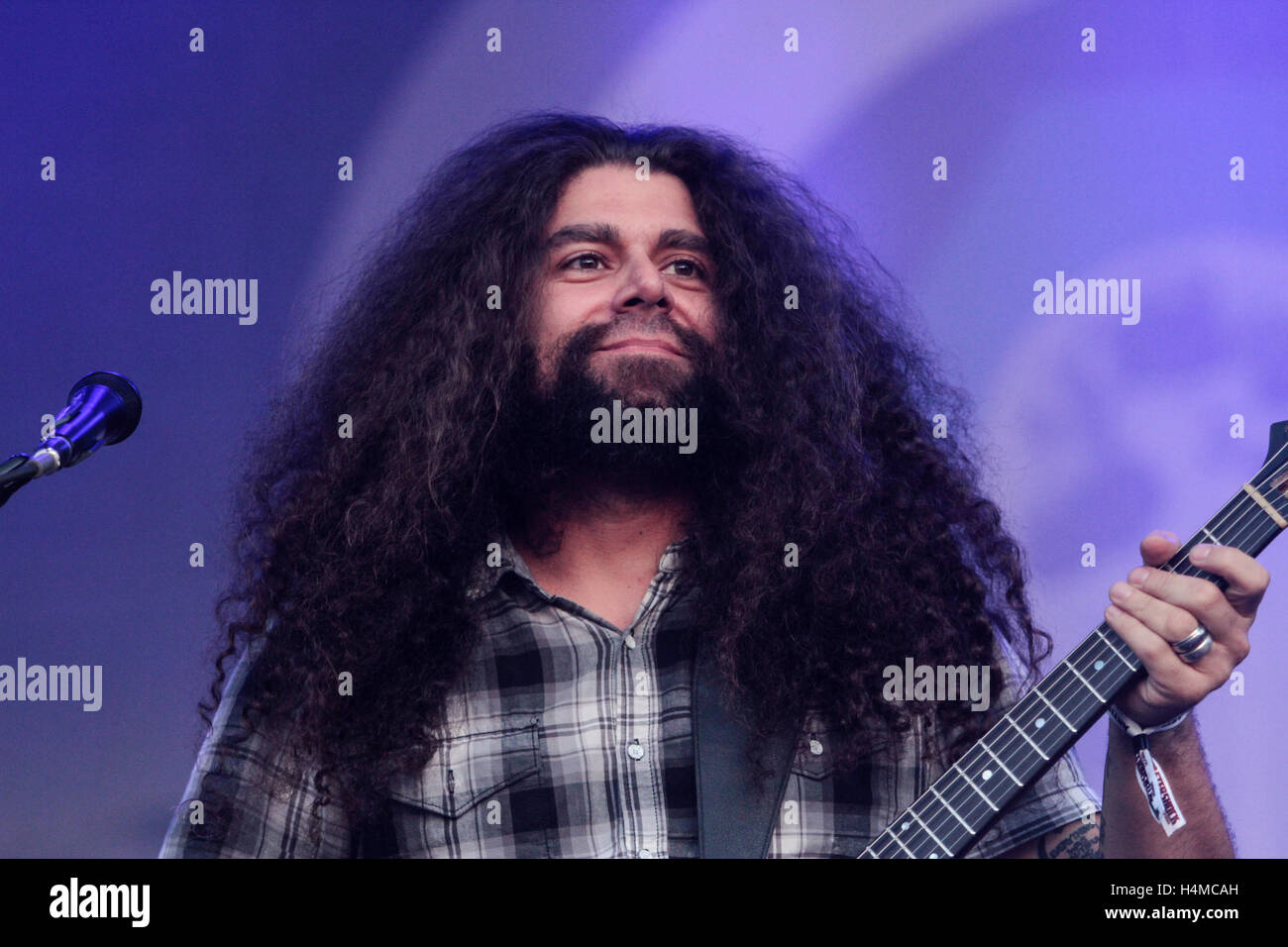 Chanteur et guitariste Claudio Sanchez de Coheed and Cambria fonctionne à 2015 Aftershock Monster Energy Festival à Gibson Ranch County Park le 25 octobre 2015 à Sacramento, Californie. Banque D'Images