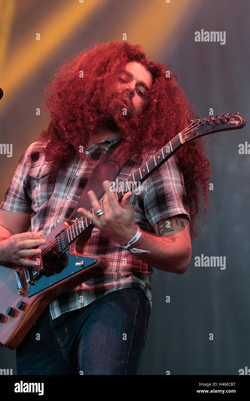 Chanteur et guitariste Claudio Sanchez de Coheed and Cambria fonctionne à 2015 Aftershock Monster Energy Festival à Gibson Ranch County Park le 25 octobre 2015 à Sacramento, Californie. Banque D'Images