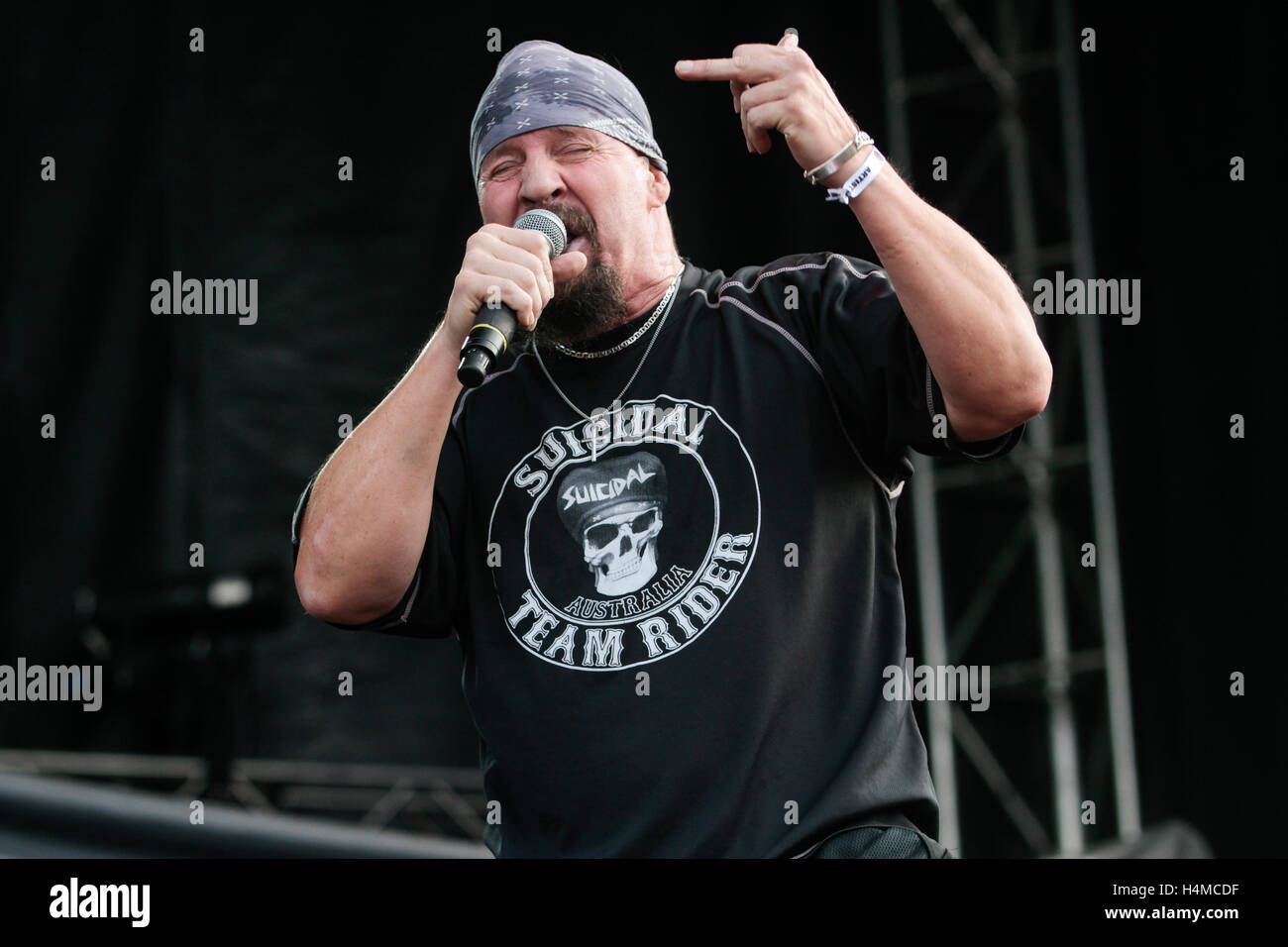 Chanteur Mike Muir, de tendances suicidaires fonctionne à 2015 Aftershock Monster Energy Festival à Gibson Ranch County Park le 24 octobre 2015 à Sacramento, Californie. Banque D'Images