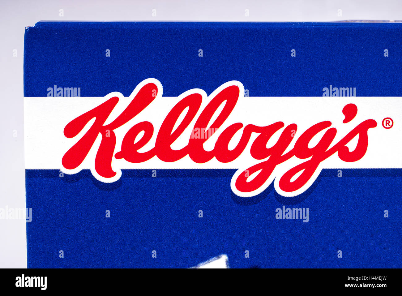 Londres, Royaume-Uni - 13 octobre 2016 : un gros plan de l'Kelloggs logo sur un paquet de Frosties, le 13 octobre 2016. Banque D'Images