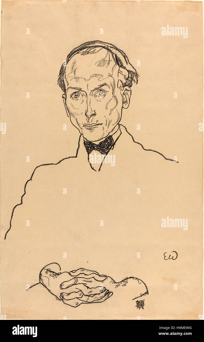 Egon Schiele, le Dr Ernst Wagner, autrichien, 1890 - 1918, 1918, crayon noir sur papier vélin Banque D'Images