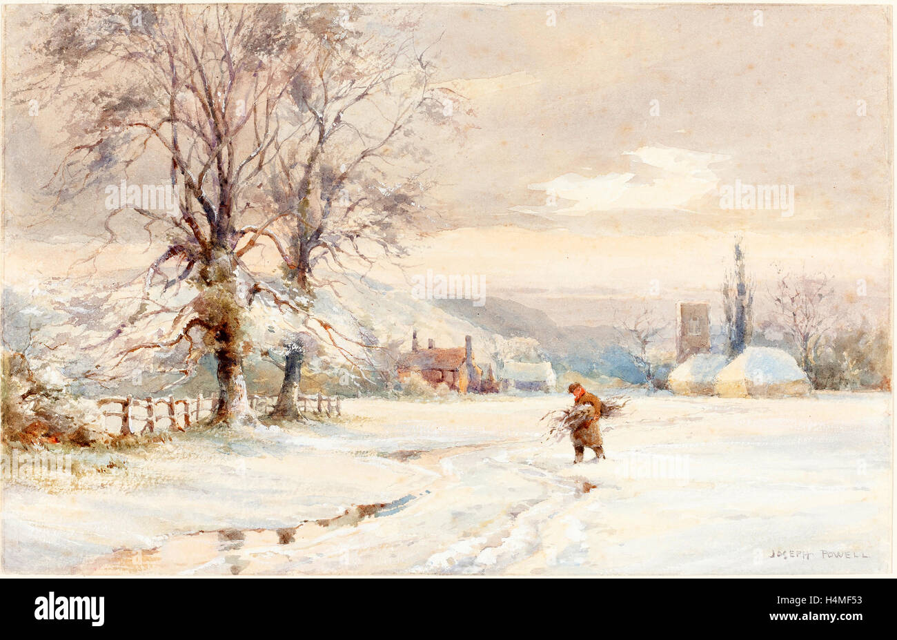 Joseph Rubens Powell (1835-1871) britannique, actif, hiver, Aquarelle et gouache sur mine de plomb sur papier vélin Banque D'Images