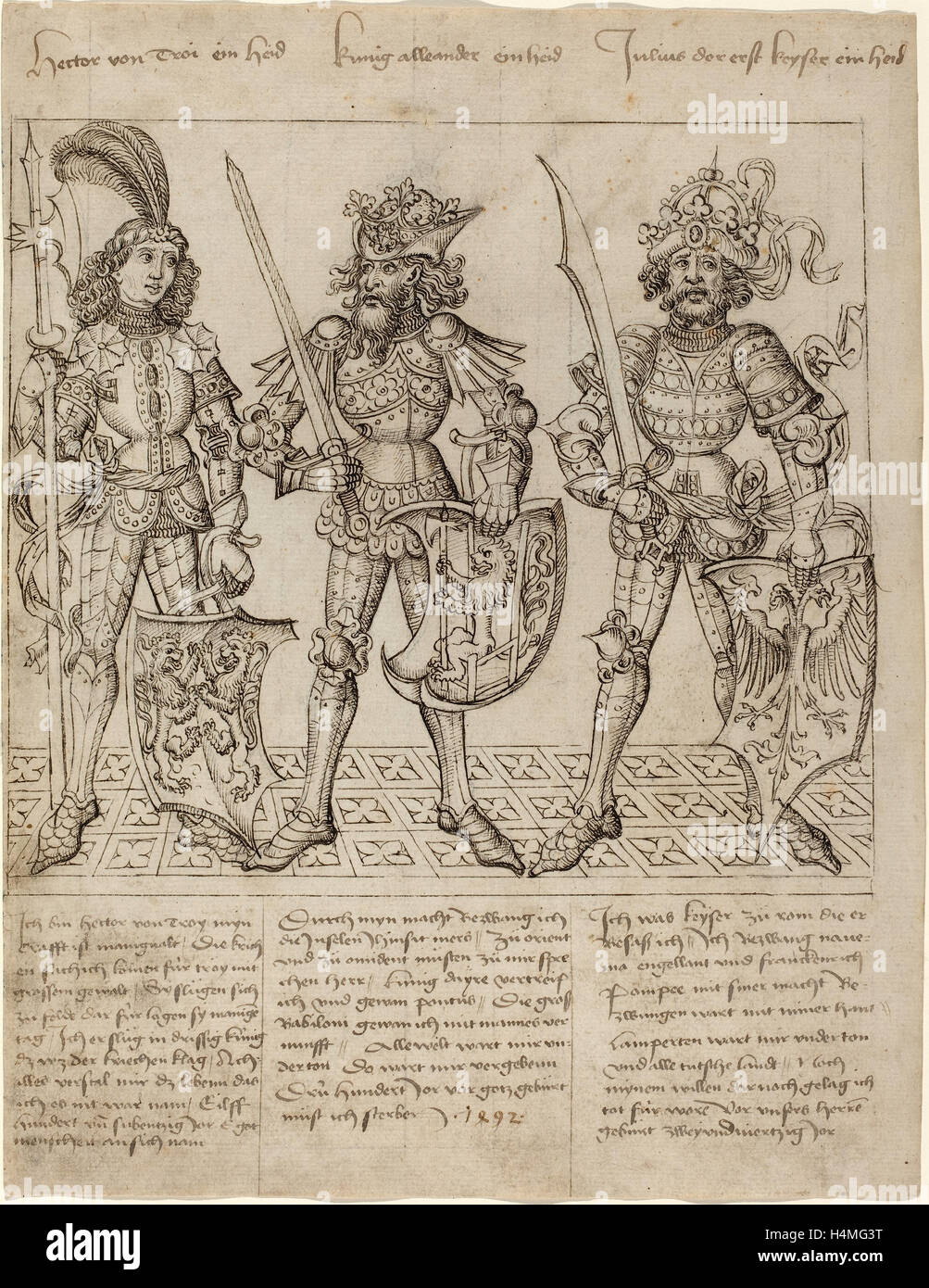 Maître primaire de la Strassburg Chronicle (allemand, actif 1480 et 1490s), Hector de Troie, Alexandre le Grand Banque D'Images