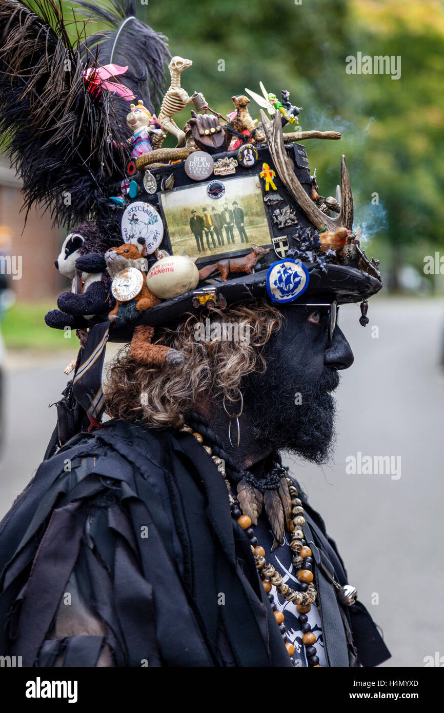 Un Morris Dancer, Lewes Folk Festival 2016, Lewes, dans le Sussex, UK Banque D'Images
