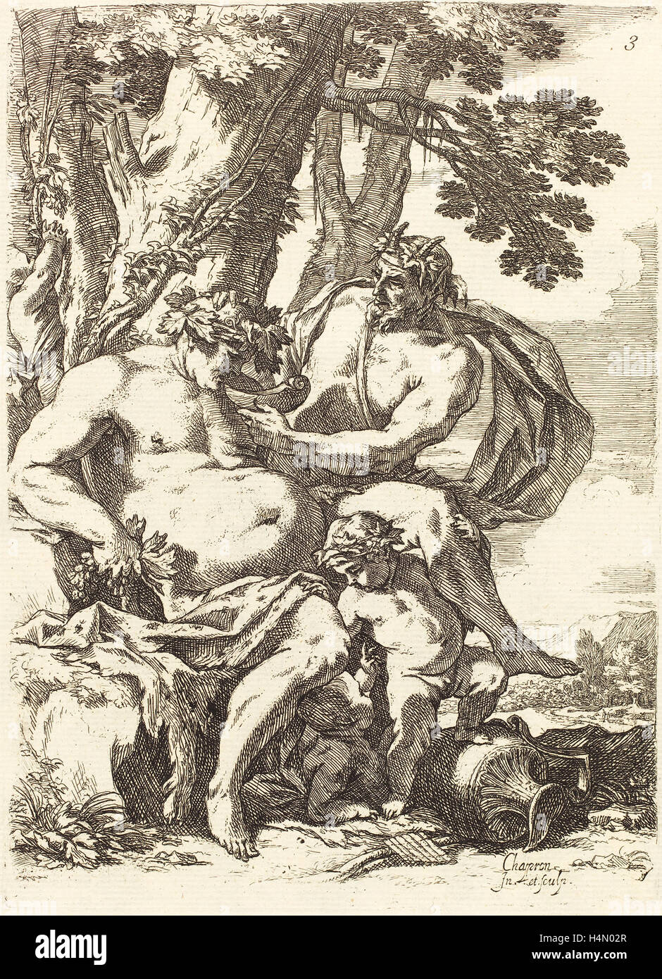 Nicolas Chapron (français), les personnes âgées silène, années 1650, avec une gravure gravure sur papier vergé Banque D'Images