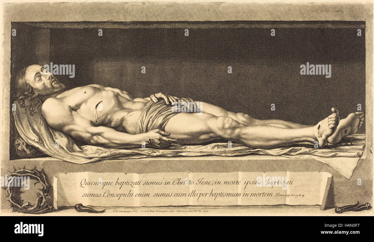 Nicolas de Plattemontagne après Philippe de Champaigne (Français, 1631 - 1706), le Corps du Christ, 1654, gravure sur bois sur papier Banque D'Images