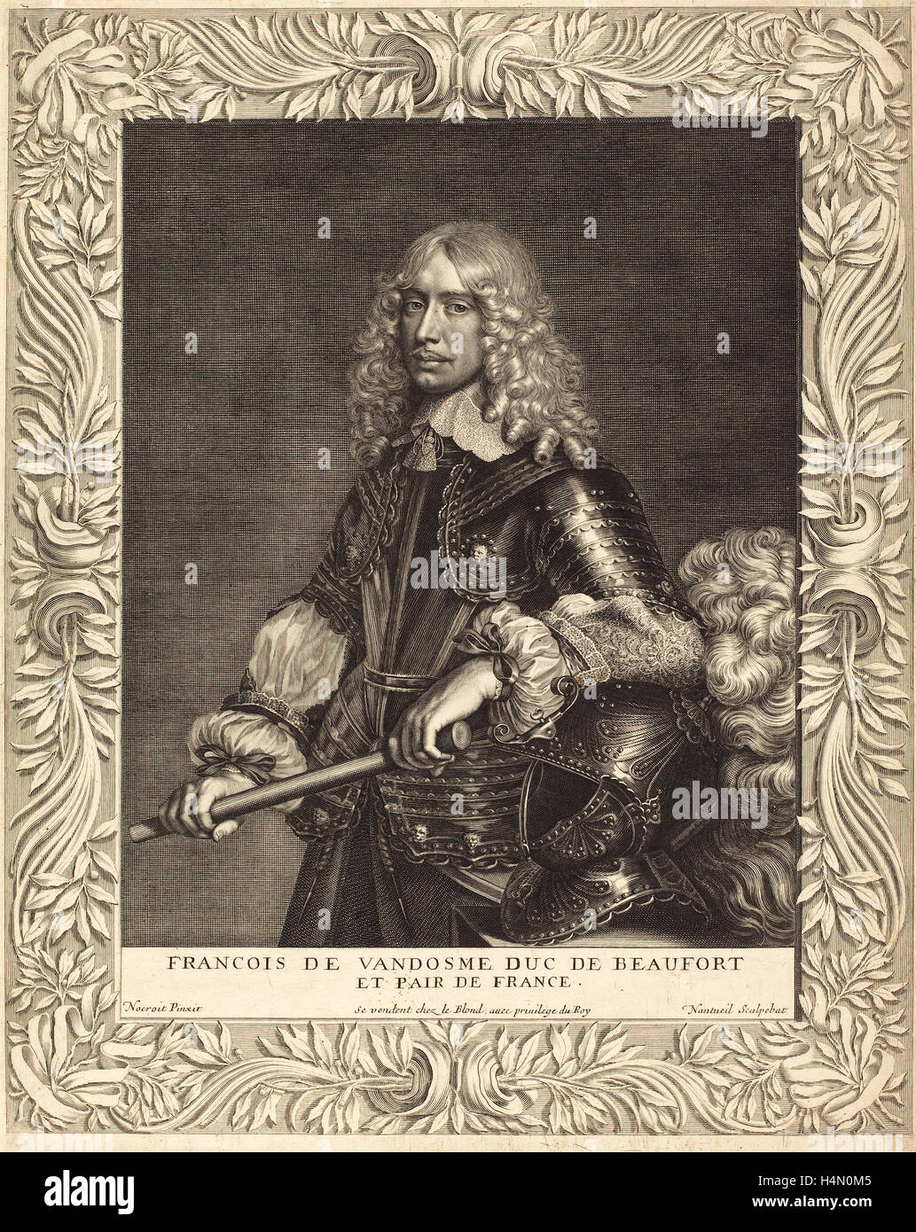 Robert Nanteuil après Jean Nocret (Français, 1623 - 1678), François, duc de Beaufort, 1649, gravure Banque D'Images