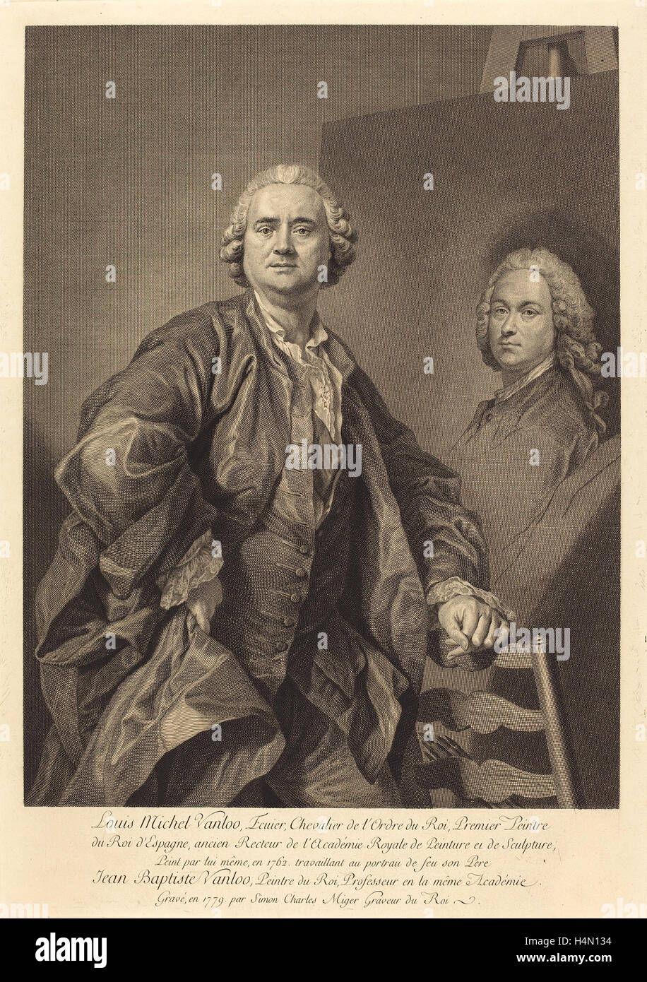 Simon Charles Miger après Louis Michel Van Loo (Français, 1736 - 1820), Louis Michel Vanloo, 1779, la gravure à l'eau-forte Banque D'Images