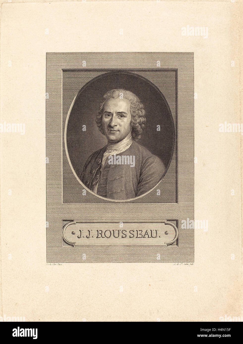 Augustin de Saint-Aubin après Maurice-Quentin de La Tour (Français, 1736 - 1807), J.J. Rousseau, 1777, eau-forte et la gravure Banque D'Images