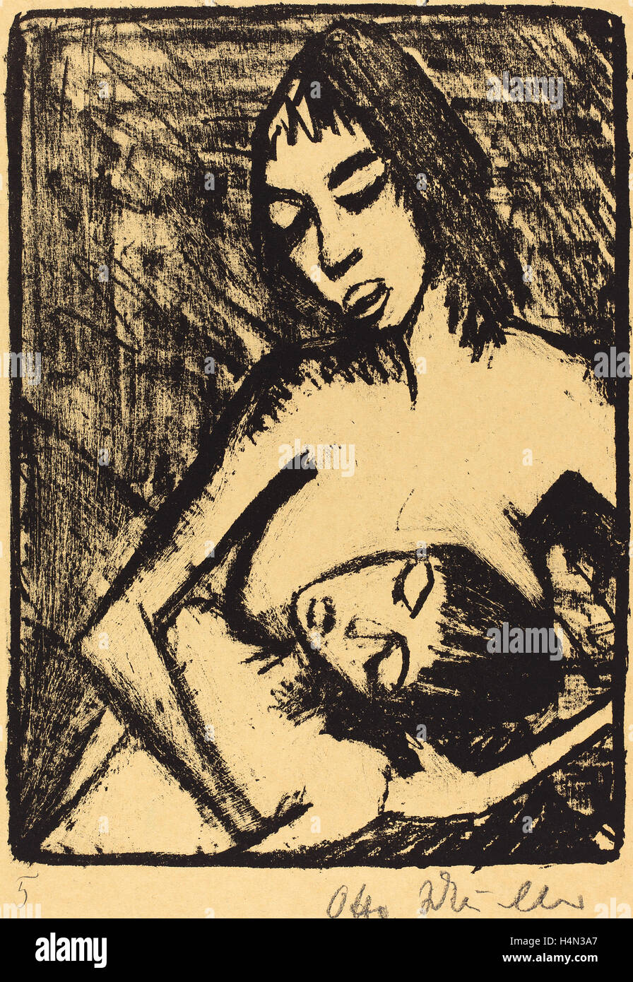 Otto Müller, Mère et enfant (Mutter und Kind), allemand, 1874 - 1930, probablement 1920, lithographie Banque D'Images
