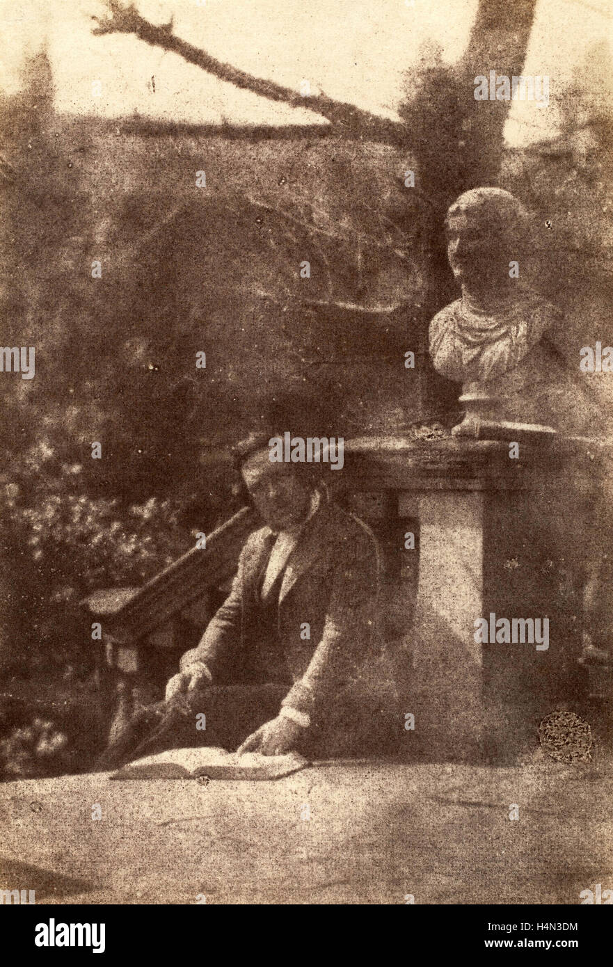 La 19e siècle, l'homme avec buste classique, 1840, sur papier salé imprimer à partir d'un négatif papier Banque D'Images