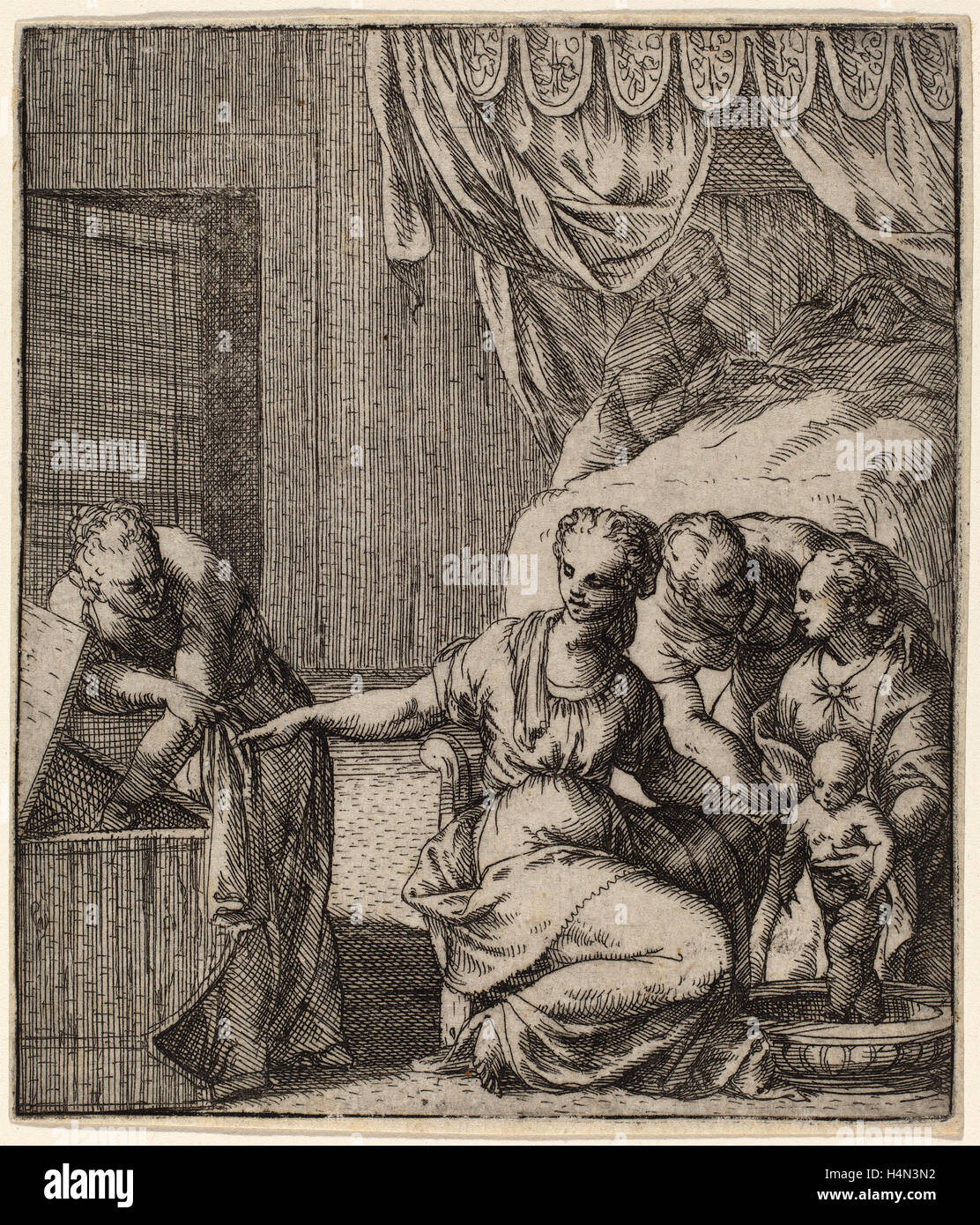 Giovanni Battista Fontana (Italien), ch. 1524 - 1587), la naissance de la Vierge, eau-forte sur papier vergé Banque D'Images