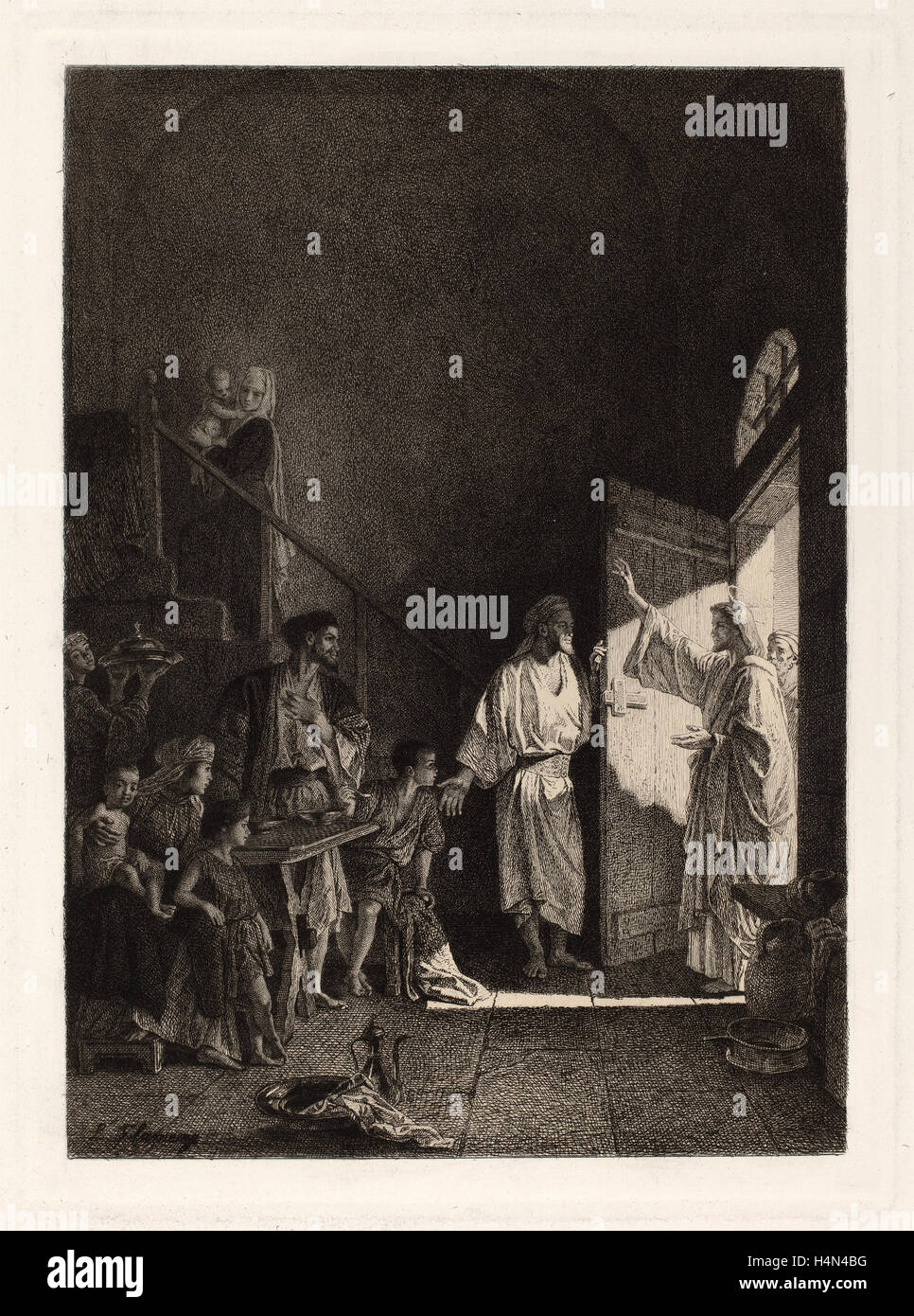 Leopold Flameng après Alexandre Bida, le Nouveau Testament, en français, 1831 - 1911, etching Banque D'Images