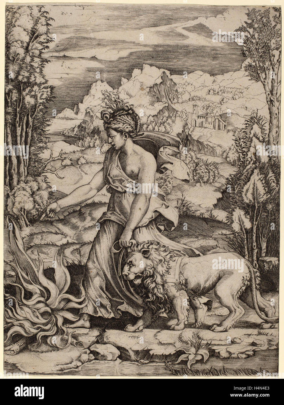 Marco dente (Italien), ch. 1493 - 1527), courage, gravure Banque D'Images