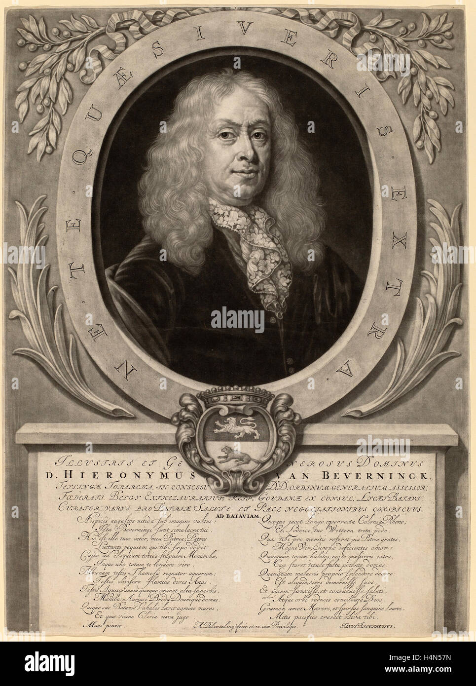 Abraham Blooteling après Nicolaes MAES (Néerlandais, 1640 - 1690), Hieronymus Van Beverningk, manière noire Banque D'Images