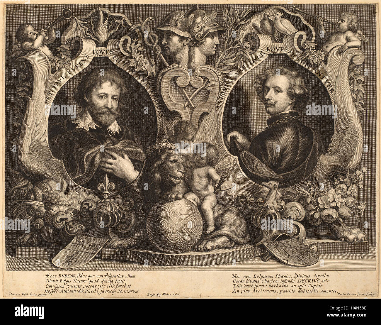 Paulus Pontius, d'après Sir Anthony Van Dyck et Erasmus Quellinus II (Flamand, 1603 - 1658), Rubens et van Dyck Banque D'Images